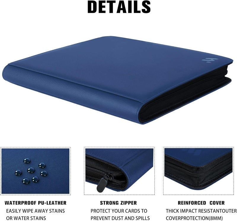 MORABTO Premium 1000+ Pockets Card Binder,16 Pockets Trading Card Binder Ringless Side Loading Trading Card Album Folder for TCG -Blue - Image 5